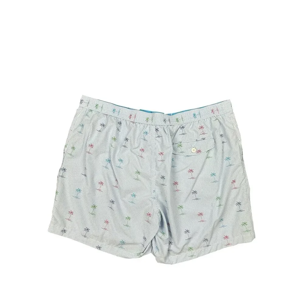 Tommy Bahama Seersucker Palms Swim Trunks Blue/White — Size 2XL
